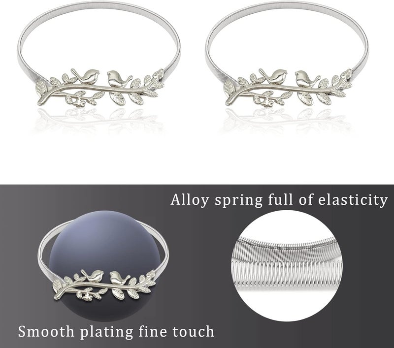 LLPMutu 4Pack Curtain Tiebacks Aluminum Alloy Spring Design Curtain Holdback Leaf Carving Design Curtain Ties for Drapes Curtain Ties Backs Curtain Modern Style Curtain Holdback Decor (Silver Bird) - Image 4